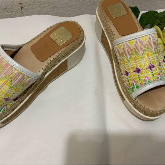 Kanna Multi-Color Slide Platform Wedge Espadrille Sandals Shoes Women's 39 / 9 - Picture 11 of 16